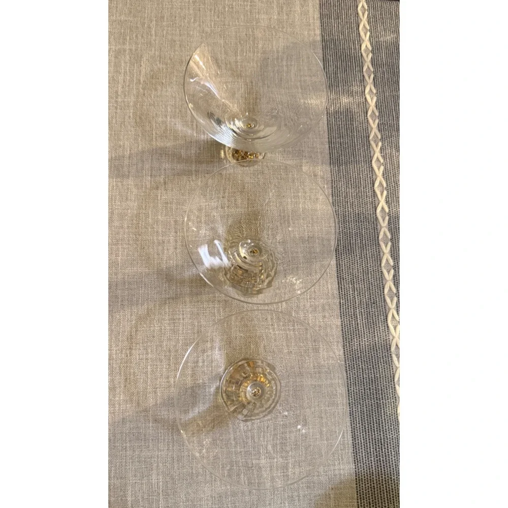 🍸✨ Set of 3 Martini Glasses w/ Gold & Clear Crystal-Style Filled Stems | 4.5”